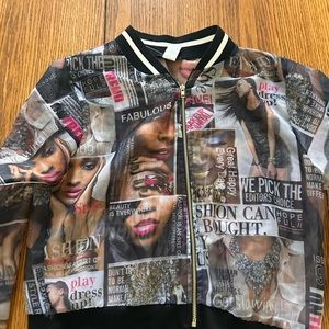 Magazine print transparent jacket